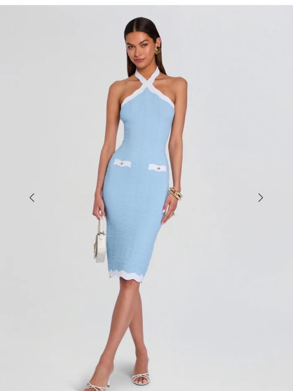 RETROFETE WANE RIB KNIT DRESS light blue size XS